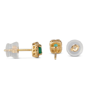Emerald & Diamond Stud Earrings