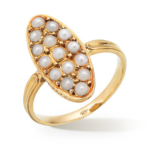 Navette Seed Pearl Ring