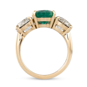 Emerald & Diamond Three Stone Ring