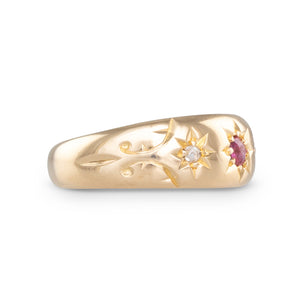 Ruby and Diamond Gypsy Set Ring