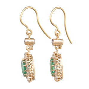 Emerald & Diamond Cluster Earrings