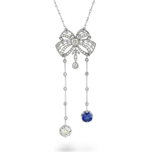 Art Deco Diamond Bow Necklace