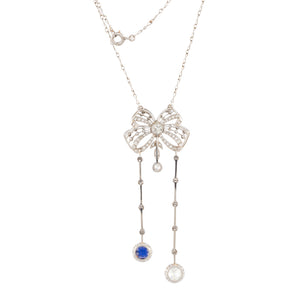 Art Deco Diamond Bow Necklace
