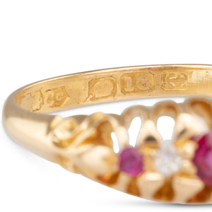 Ruby & Diamond Half Hoop Ring