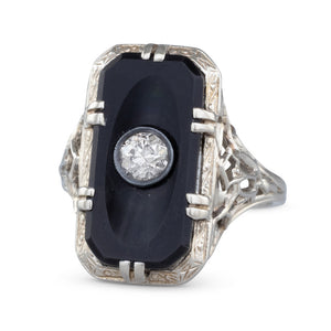Antique Onyx and Diamond Ring