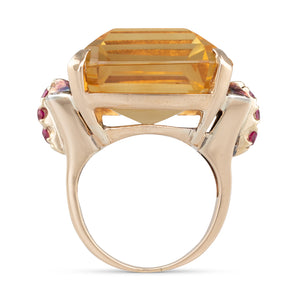 Retro Ring with Large Citrine