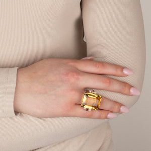 Retro Ring with Large Citrine