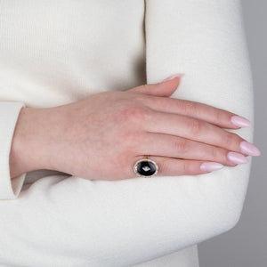 Oval Onyx Ring with Diamond