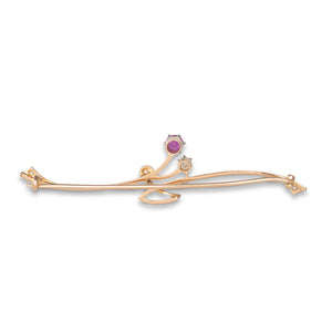 Pink Sapphire and Diamond Brooch