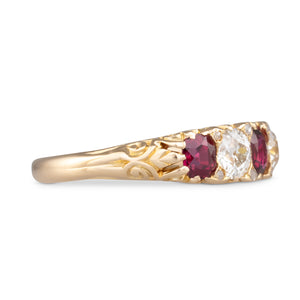 Ruby and Diamond Five Stone Ring