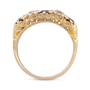 Ruby and Diamond Five Stone Ring