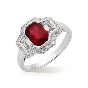 Platinum Ruby and Diamond Ring