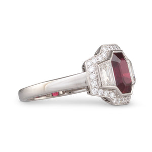 Platinum Ruby and Diamond Ring