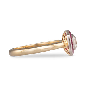 Asscher Diamond and Ruby Ring