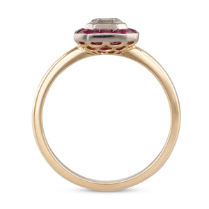 Asscher Diamond and Ruby Ring