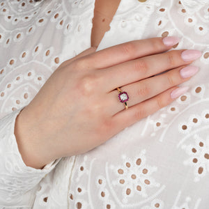 Asscher Diamond and Ruby Ring