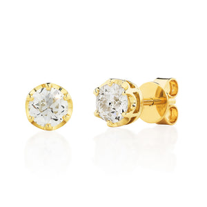 Pair Old Cut Diamond Studs 1.11ct