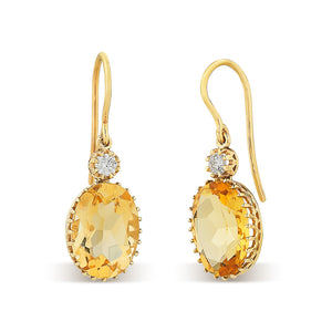 Citrine & Diamond Drop Earrings