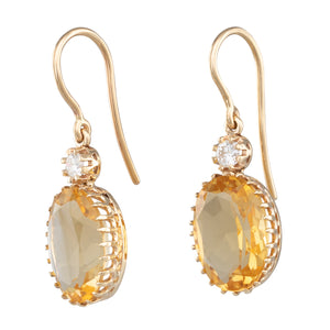 Citrine & Diamond Drop Earrings