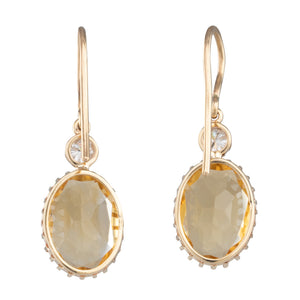 Citrine & Diamond Drop Earrings