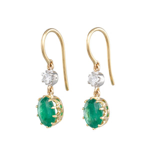Emerald and Diamond Drop Earrings
