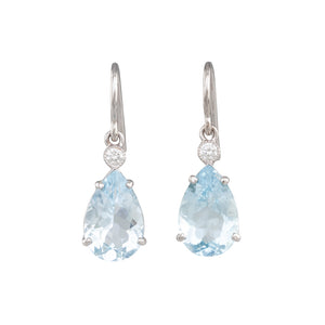 Aquamarine & Diamond Drop Earrings