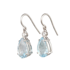 Aquamarine & Diamond Drop Earrings