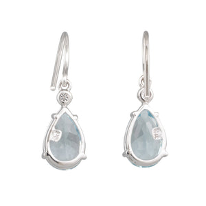 Aquamarine & Diamond Drop Earrings