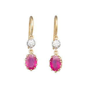 Ruby and Diamond Drop Earrings
