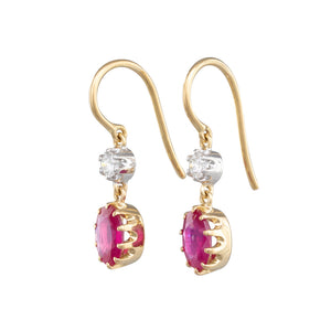 Ruby and Diamond Drop Earrings