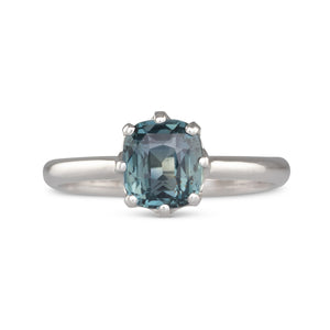 Unheated Blue Green Sapphire Ring