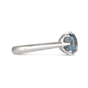 Unheated Blue Green Sapphire Ring