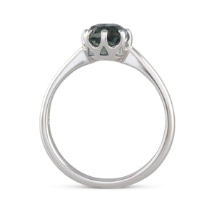 Unheated Blue Green Sapphire Ring