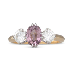 Pink Sapphire & Diamond Ring