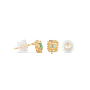 Emerald & Diamond Stud Earrings