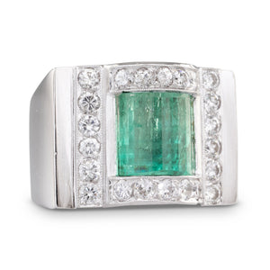 Emerald & Diamond Retro Ring