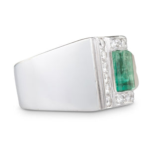 Emerald & Diamond Retro Ring