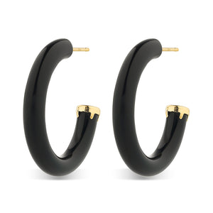 Black Onyx Hoop Earrings