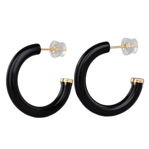 Black Onyx Hoop Earrings