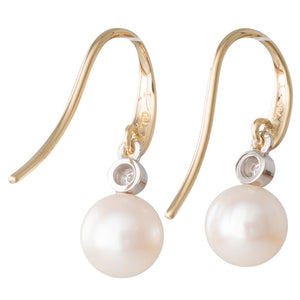 Akoya Pearl & Diamond Hook Earrings