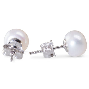 Button White Freshwater Studs 7mm