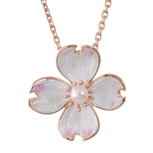 Pink & White Enamel Akoya Pendant