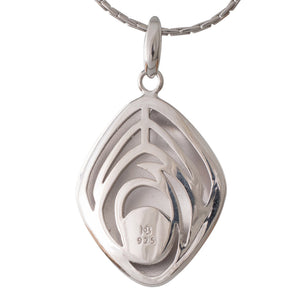Grey Green Enamel Akoya Pendant