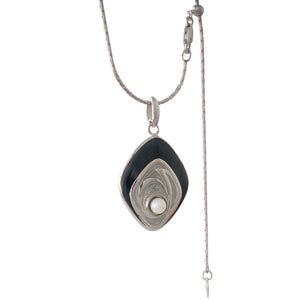 Grey Green Enamel Akoya Pendant