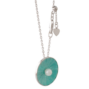 Green Enamel Akoya Pearl Pendant