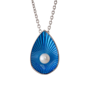 Princess Blue Enamel Akoya Pendant