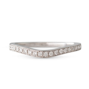 Soft Curved White Gold Diamond Band