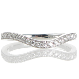Curved White Gold Diamond Band