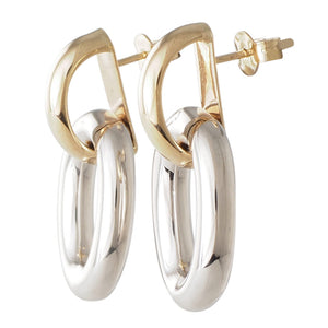 Two Tone Oval Link Earrings