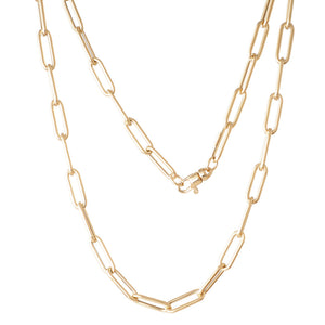 Yellow Gold Paperclip Link Necklace